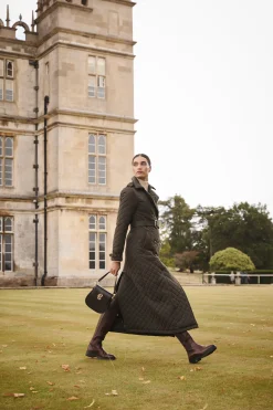 Sale Full Length Enstone Quilted Trench Coat (Dark Olive) Women Trench Coats|Coats