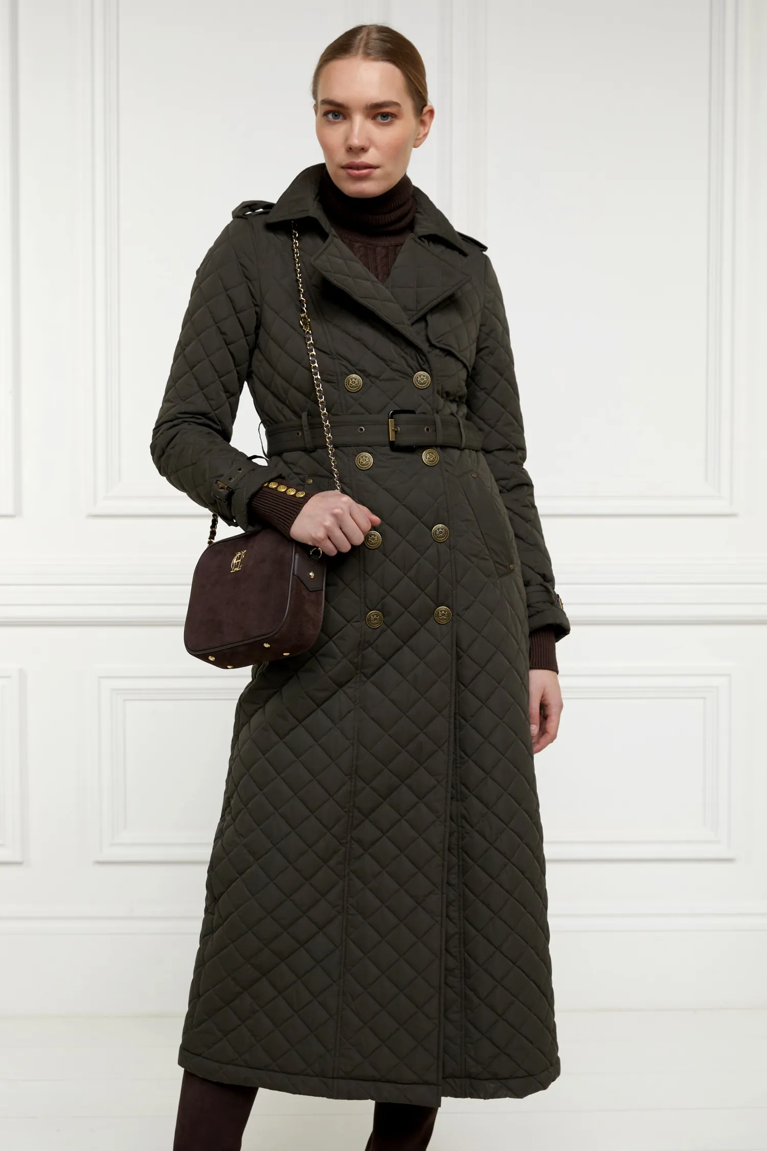 Sale Full Length Enstone Quilted Trench Coat (Dark Olive) Women Trench Coats|Coats