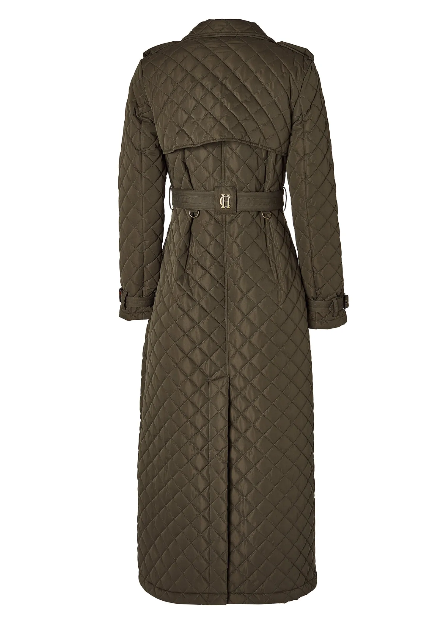 Sale Full Length Enstone Quilted Trench Coat (Dark Olive) Women Trench Coats|Coats