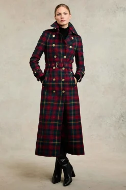 Fashion Full Length Marlborough Trench Coat (Logan Tartan) Women Trench Coats|Coats