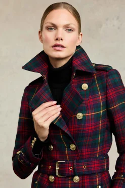Fashion Full Length Marlborough Trench Coat (Logan Tartan) Women Trench Coats|Coats
