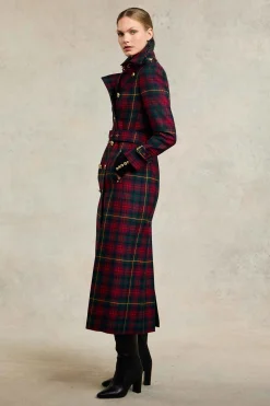 Fashion Full Length Marlborough Trench Coat (Logan Tartan) Women Trench Coats|Coats