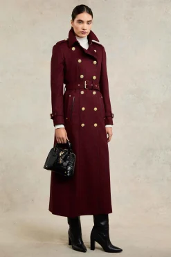 Best Full Length Marlborough Trench Coat (Red Houndstooth) Women Trench Coats|Coats