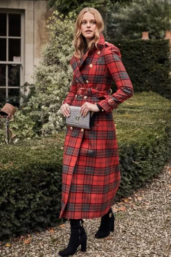Online Full Length Marlborough Trench Coat (Red Tartan) Women Trench Coats|Coats
