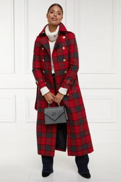 Online Full Length Marlborough Trench Coat (Red Tartan) Women Trench Coats|Coats