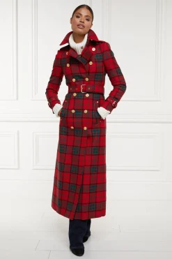 Online Full Length Marlborough Trench Coat (Red Tartan) Women Trench Coats|Coats