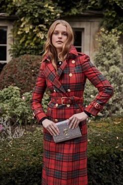 Online Full Length Marlborough Trench Coat (Red Tartan) Women Trench Coats|Coats