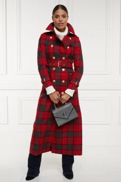 Online Full Length Marlborough Trench Coat (Red Tartan) Women Trench Coats|Coats