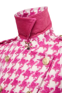 Discount Full Length Marlborough Trench Coat (Hot Pink Large Scale Houndstooth) Women Trench Coats|Coats