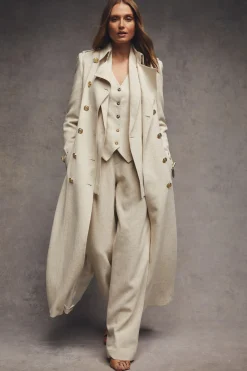 Hot Full Length Marlborough Trench Coat (Natural Linen) Women Trench Coats|Coats