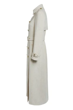 Hot Full Length Marlborough Trench Coat (Natural Linen) Women Trench Coats|Coats