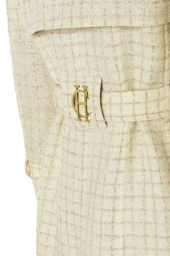Clearance Full Length Marlborough Trench Coat (Ivory Sparkle Tweed) Women Trench Coats|Coats