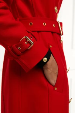 Clearance Full Length Marlborough Trench Coat (Red Barathea) Women Coats|Trench Coats