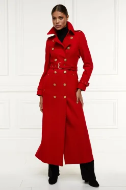 Clearance Full Length Marlborough Trench Coat (Red Barathea) Women Coats|Trench Coats