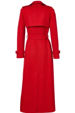 Clearance Full Length Marlborough Trench Coat (Red Barathea) Women Coats|Trench Coats