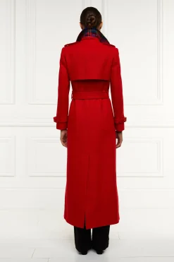 Clearance Full Length Marlborough Trench Coat (Red Barathea) Women Coats|Trench Coats