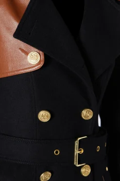 Sale Full Length Marlborough Trench Coat (Soft Black Tan) Women Trench Coats|Coats