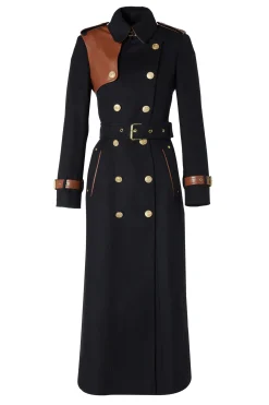 Sale Full Length Marlborough Trench Coat (Soft Black Tan) Women Trench Coats|Coats