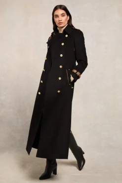 Sale Full Length Marlborough Trench Coat (Soft Black Tan) Women Trench Coats|Coats