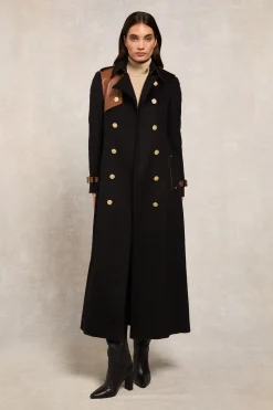 Sale Full Length Marlborough Trench Coat (Soft Black Tan) Women Trench Coats|Coats