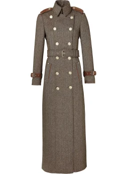 Sale Full Length Marlborough Trench Coat (Large Scale Brown Herringbone) Women Trench Coats|Coats