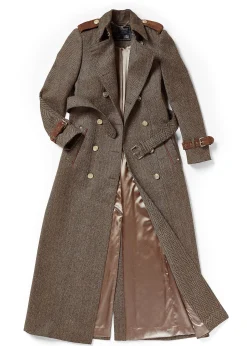Sale Full Length Marlborough Trench Coat (Large Scale Brown Herringbone) Women Trench Coats|Coats