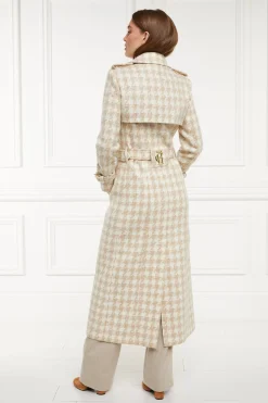 Clearance Full Length Marlborough Trench Coat (Camel Houndstooth) Women Trench Coats|Coats