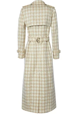 Clearance Full Length Marlborough Trench Coat (Camel Houndstooth) Women Trench Coats|Coats