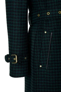 Online Full Length Marlborough Trench Coat (Emerald Houndstooth) Women Trench Coats|Coats
