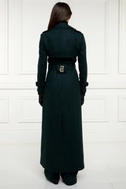 Online Full Length Marlborough Trench Coat (Emerald Houndstooth) Women Trench Coats|Coats