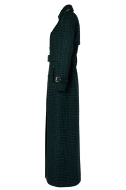 Online Full Length Marlborough Trench Coat (Emerald Houndstooth) Women Trench Coats|Coats