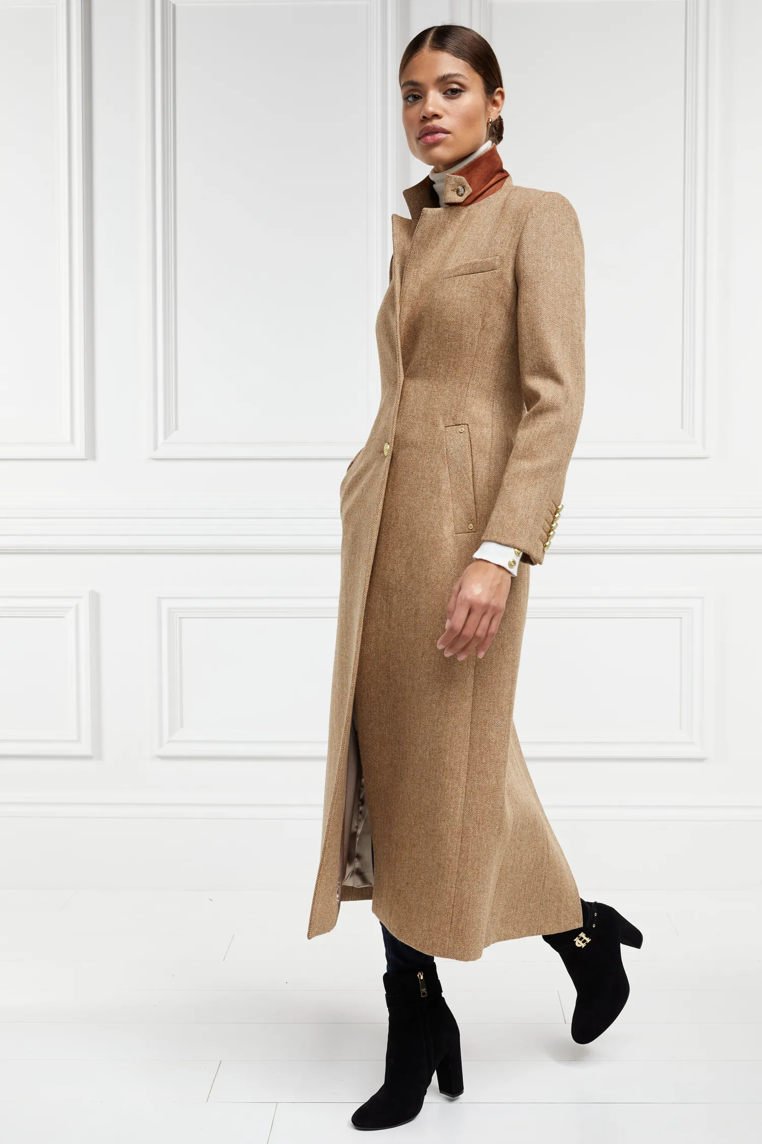 Sale Full Length Regency Coat (Brown Herringbone) Women Coats