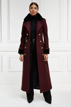 Hot Gold Label Trench (Deep Red Houndstooth) Women Trench Coats|Coats