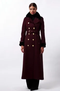 Hot Gold Label Trench (Deep Red Houndstooth) Women Trench Coats|Coats
