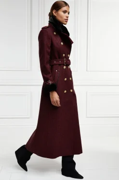 Hot Gold Label Trench (Deep Red Houndstooth) Women Trench Coats|Coats