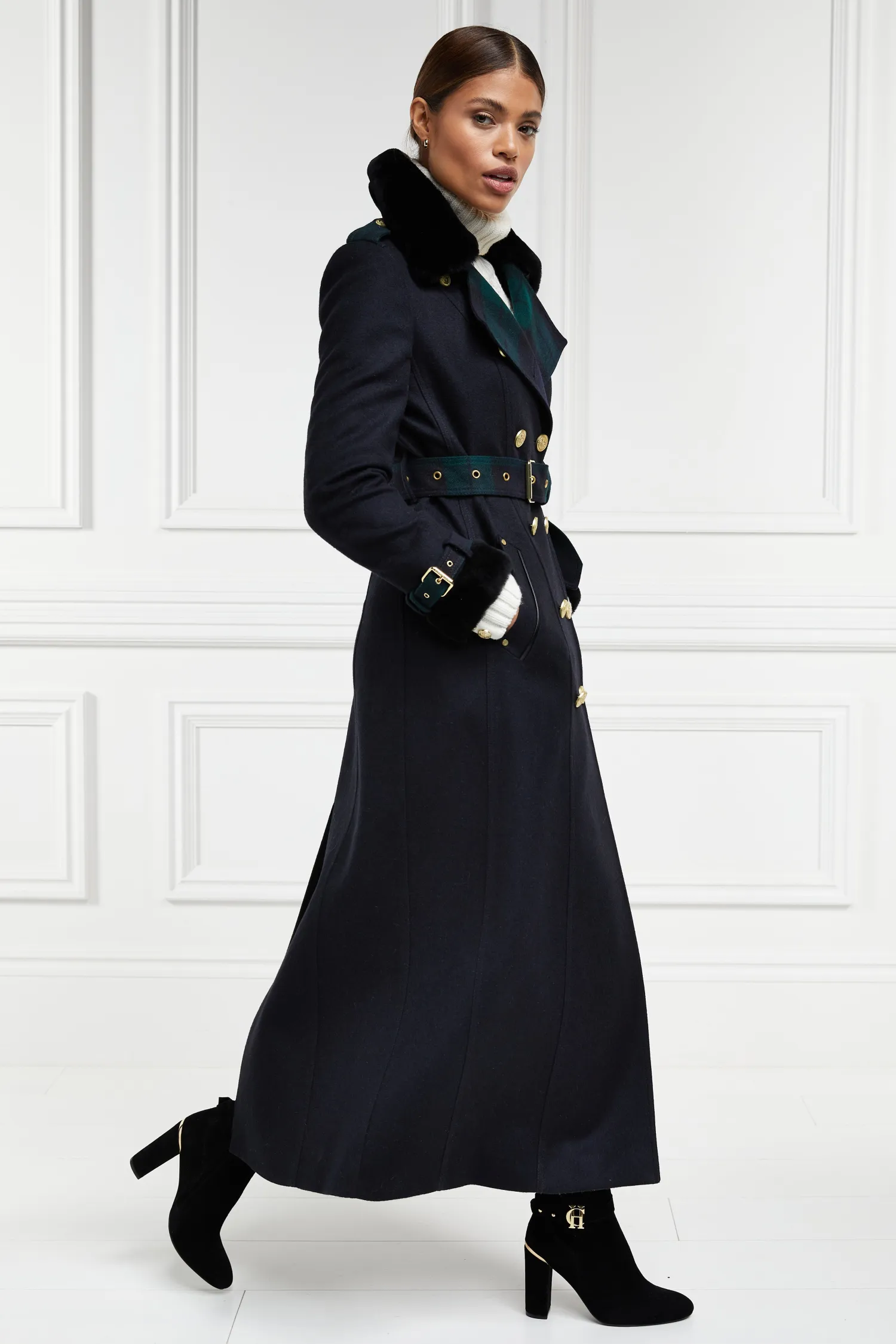 Discount Gold Label Trench (Soft Navy Blackwatch) Women Coats|Tailoring