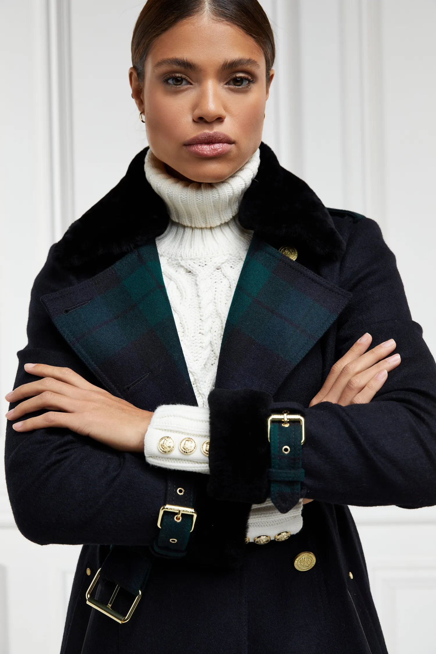 Discount Gold Label Trench (Soft Navy Blackwatch) Women Coats|Tailoring