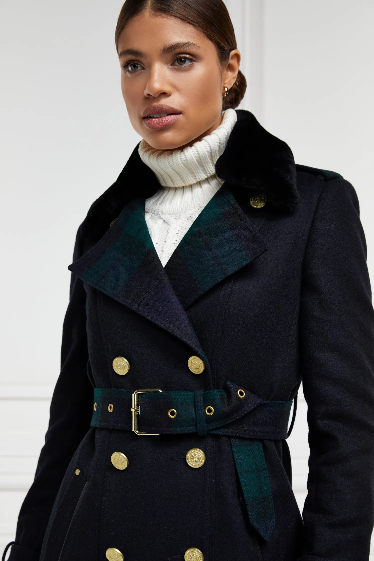 Discount Gold Label Trench (Soft Navy Blackwatch) Women Coats|Tailoring