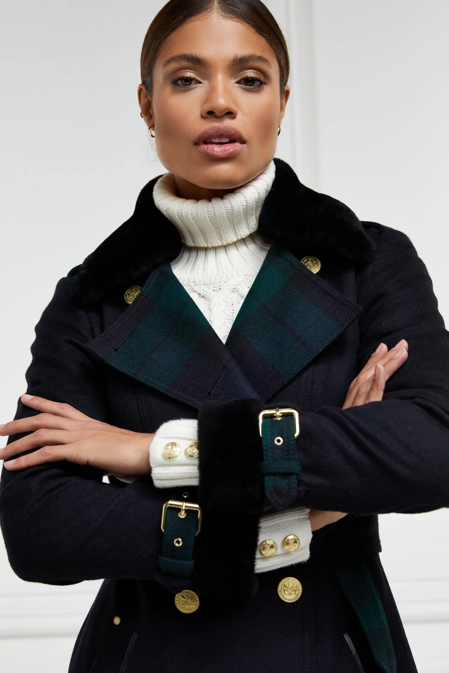 Discount Gold Label Trench (Soft Navy Blackwatch) Women Coats|Tailoring