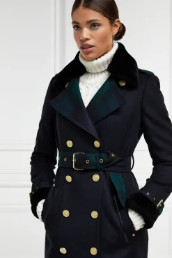 Discount Gold Label Trench (Soft Navy Blackwatch) Women Coats|Tailoring