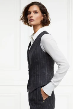 Outlet Hampton Waistcoat (Charcoal Pinstripe) Women Waistcoats|Tailoring