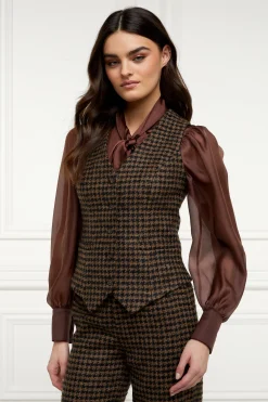 Best Hampton Waistcoat (Chocolate Houndstooth) Women Waistcoats|Tailoring
