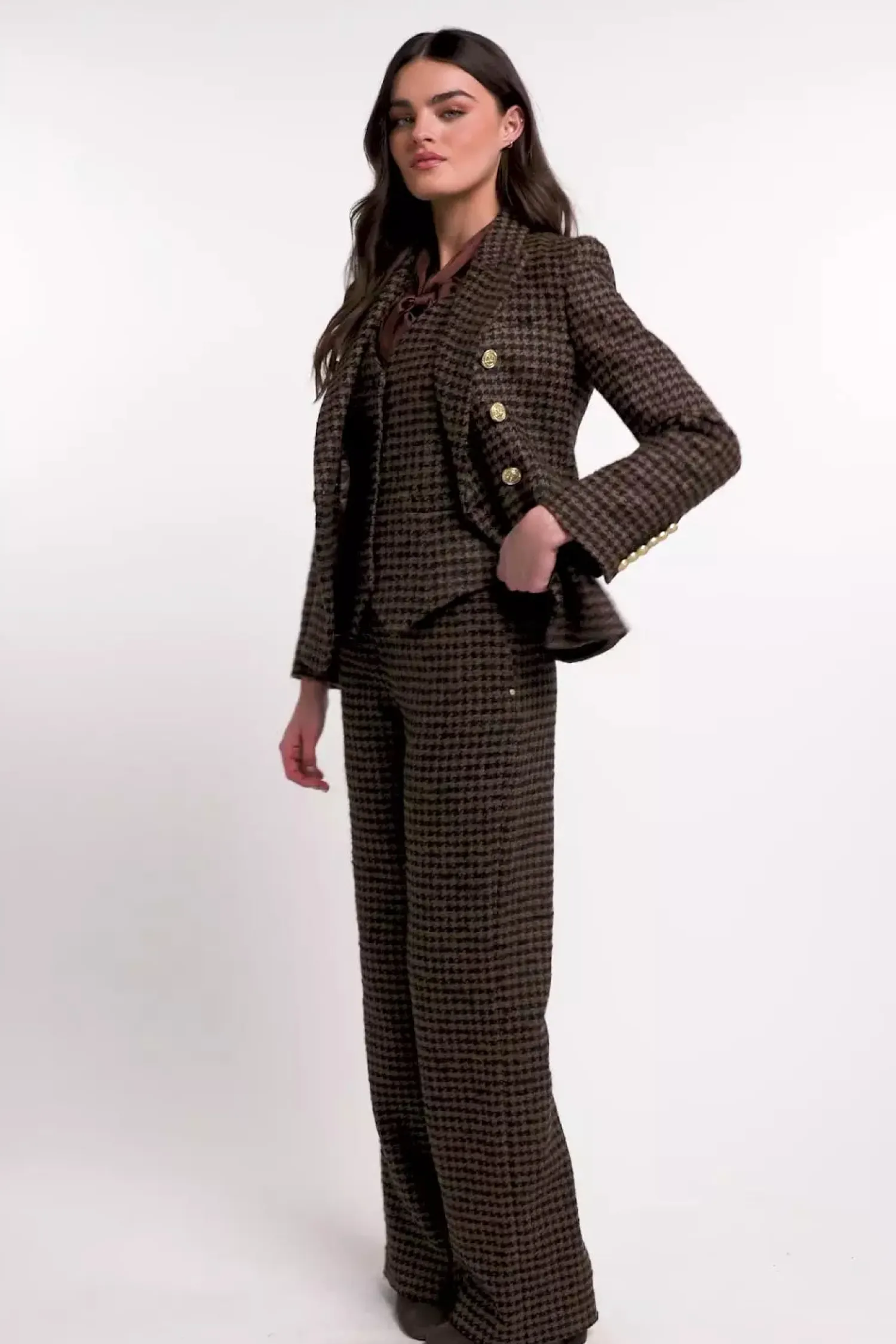 Best Hampton Waistcoat (Chocolate Houndstooth) Women Waistcoats|Tailoring