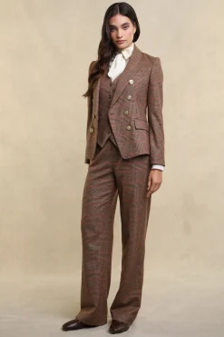 Hot Hampton Waistcoat (Clarence Check Merlot) Women Waistcoats|Tailoring