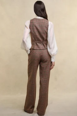 Hot Hampton Waistcoat (Clarence Check Merlot) Women Waistcoats|Tailoring