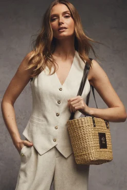 Clearance Hampton Waistcoat (Natural Linen) Women Waistcoats|Tailoring