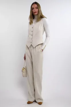 Clearance Hampton Waistcoat (Natural Linen) Women Waistcoats|Tailoring