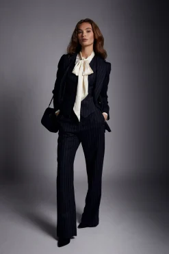 New Hampton Waistcoat (Navy Chalk Pinstripe) Women Waistcoats|Tailoring