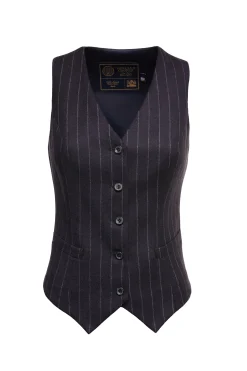 New Hampton Waistcoat (Navy Chalk Pinstripe) Women Waistcoats|Tailoring