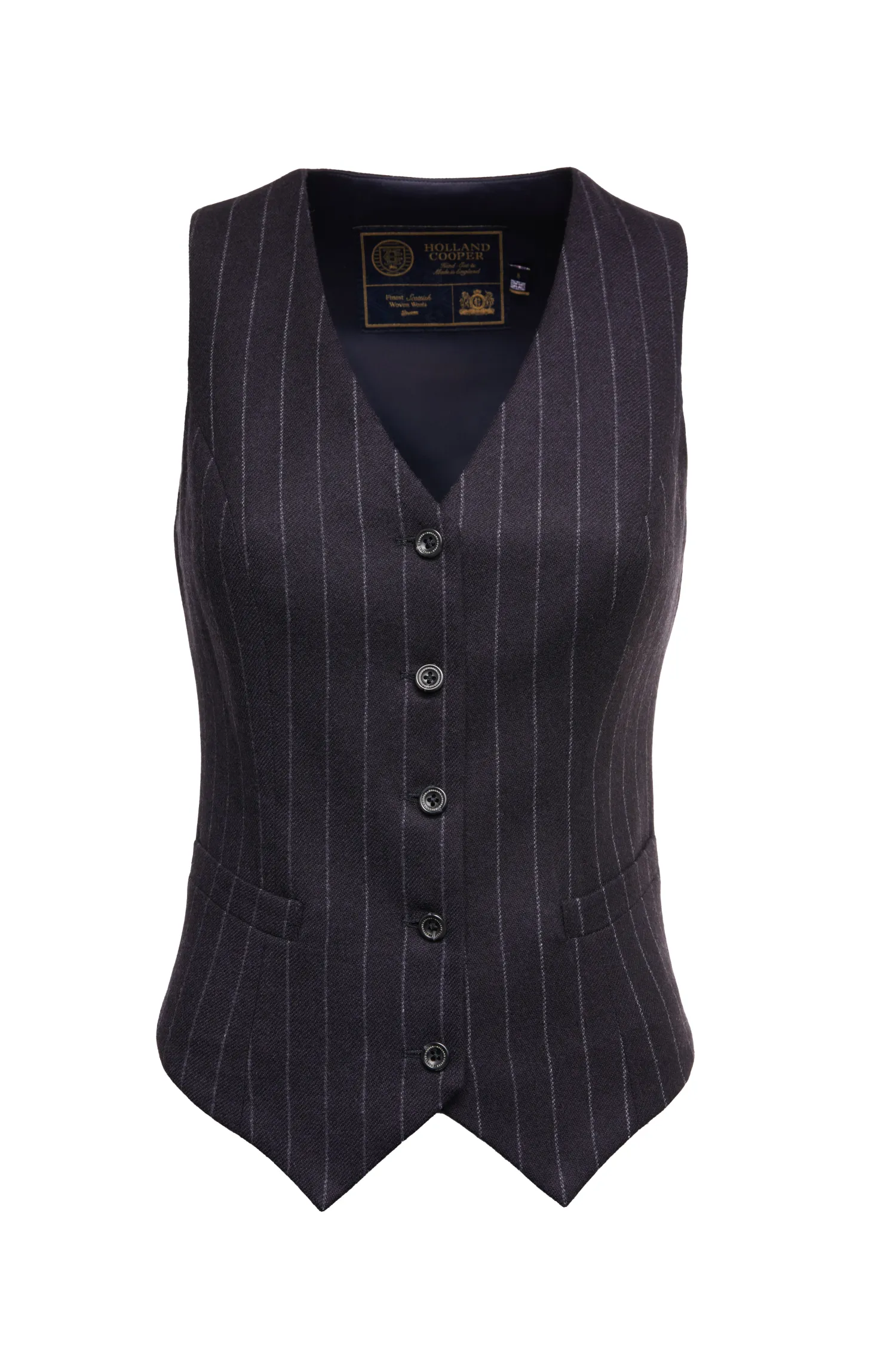 New Hampton Waistcoat (Navy Chalk Pinstripe) Women Waistcoats|Tailoring